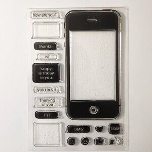 #41 Stamp Set Cell Phone Texting Emoji Message Thanks Card Making Scrapbooking